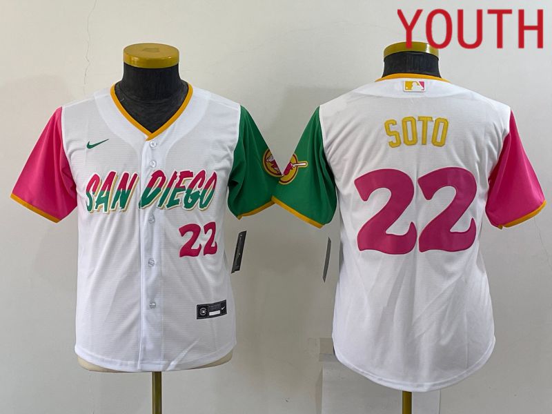 Cheap Youth San Diego Padres 22 Soto White City Edition Game Nike 2022 MLB Jersey